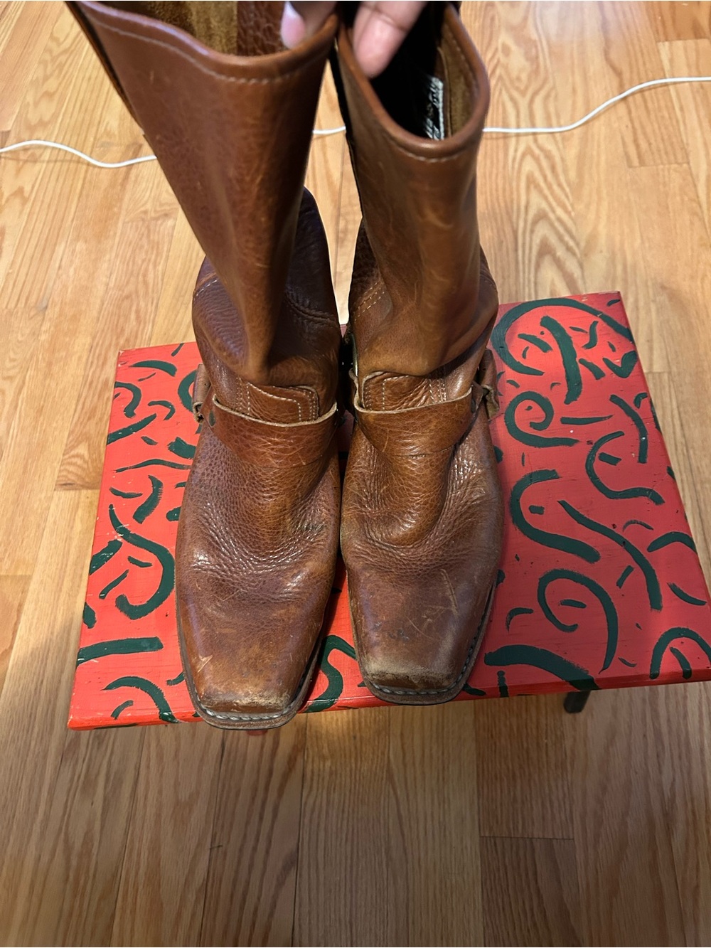 Vintage Frye Tan Leather Harness Boots